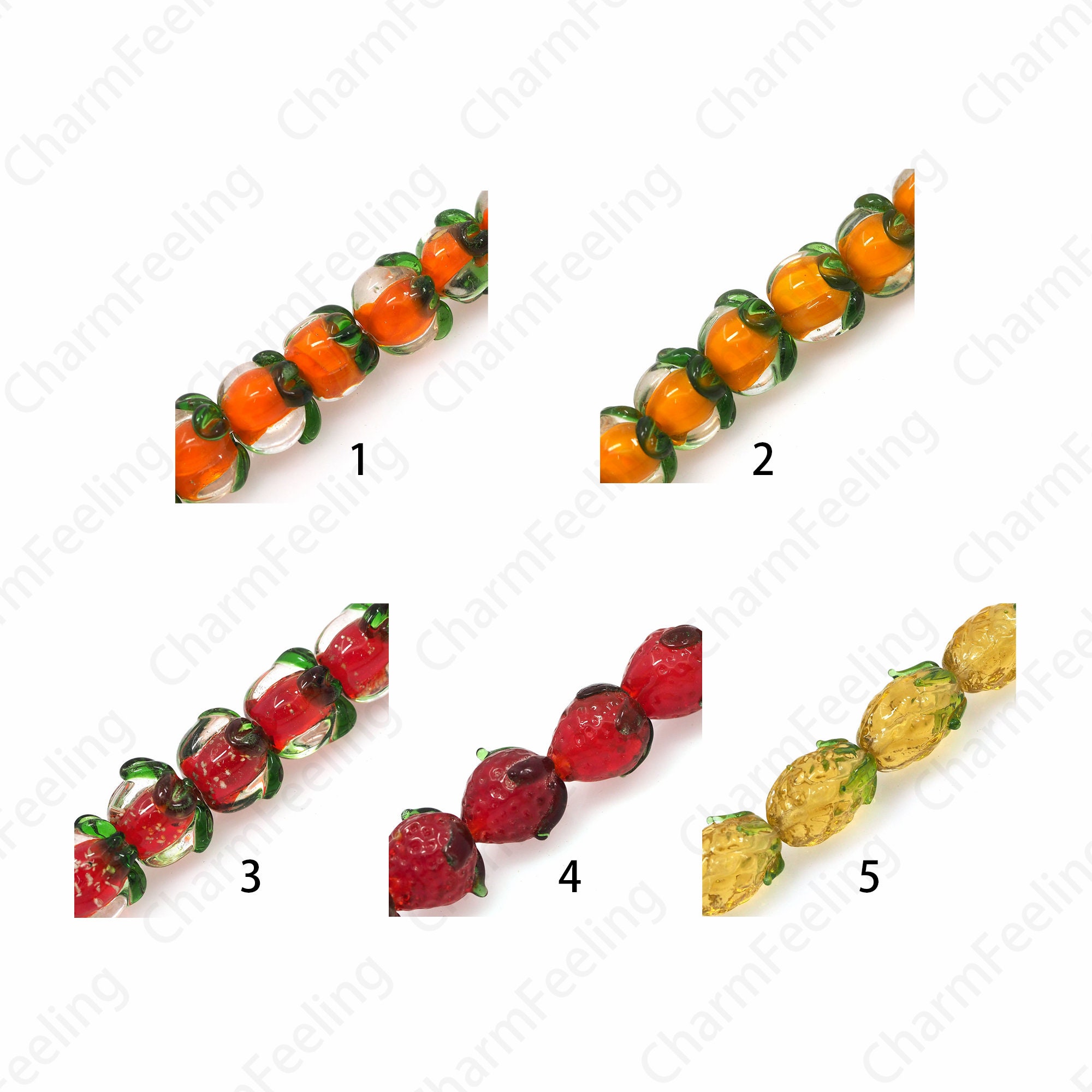 Honeyhandy 40Pcs Handmade Lampwork 3D Strawberry Beads, Strawberry, Mixed  Color, 10~16x8~11mm, Hole: 2mm, 