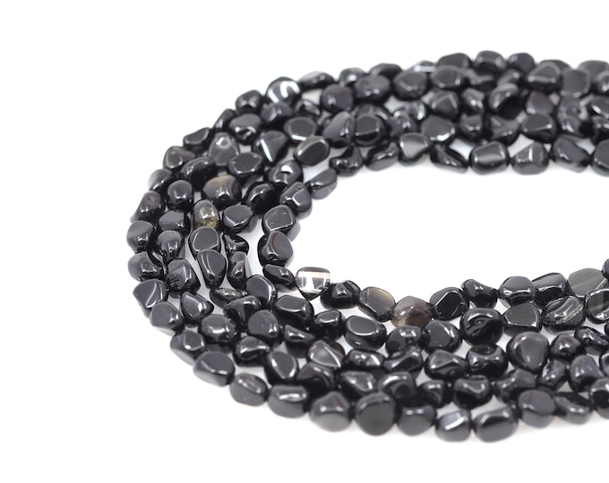 Black Agate Chain, Natural Stone Bead, Agate Charm, Jewelry Supplier, Natural Stone Chain, DIY Bracelet Necklace Making Accessories, 6x8mm
