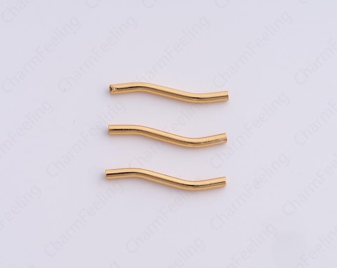 10 pcs Long Spacer Beads,18K Gold Filled Bar Spacer Beads,Stick Beads,Bracelet Beads,DIY Jewelry Making Supplies,17.8x1.5mm