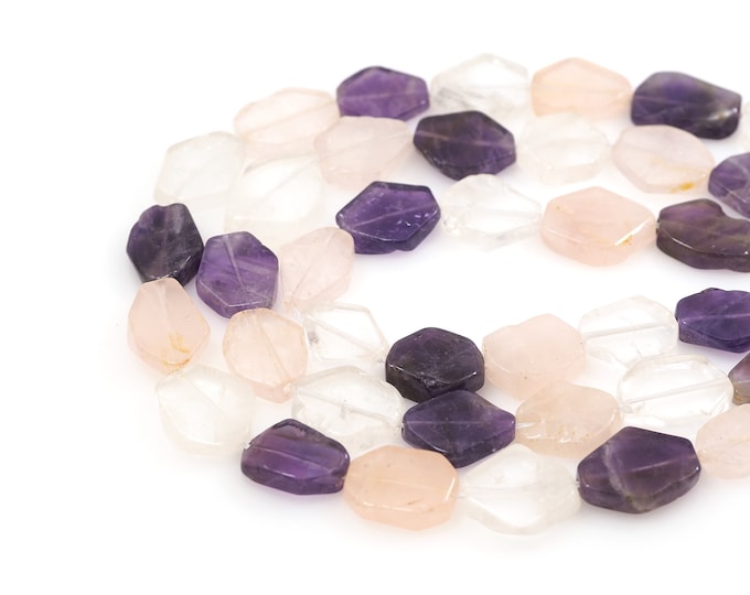 Colorful Crystal Flat Beads, Natural Stone Flat Necklace, Natural Stone Chain, Gemstone Necklace, Gemstone Bead,15x20mm