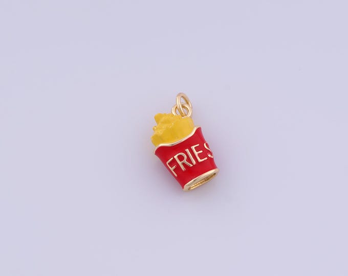 Enamel French Fries Charm,18K Gold Filled French Fries Pendant,French Fries Pendant,DIY Jewelry Making Accessories,19x10x6mm