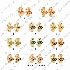 1 Pair, Micropavé CZ Eye Earrings, 18K Gold Filled Round Eye Earrings, Eye Earrings,Enamel Charm,Enamel Earrings, 11x12.5x7mm