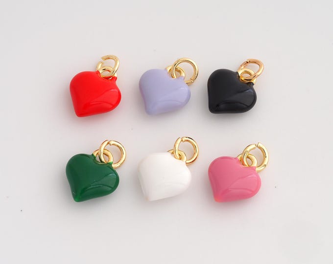 Gold Heart Pendant,Enamel Love Pendant,18K Gold Filled Heart Charm,DIY Jewelry Accessories,14.5x10x4.7mm