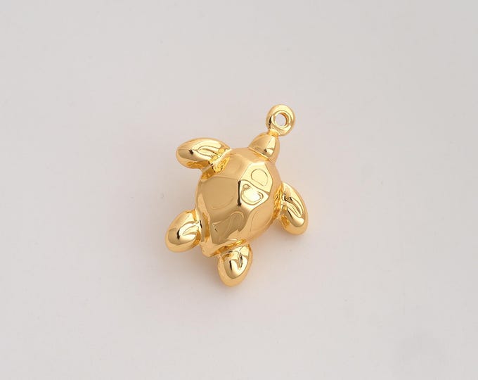 Turtle Pendant,Animal Pendant,18K Gold Filled Turtle Charm,DIY Jewelry Accessories,23.6x19.5x10.2mm