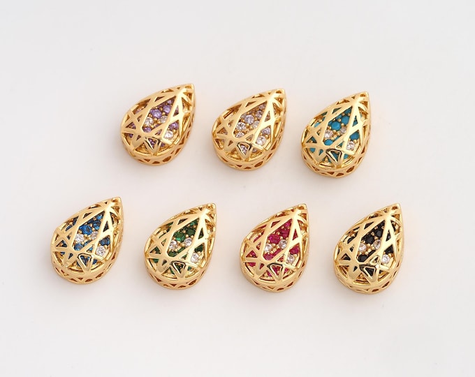 10 pcs 18K Gold Filled Gemstone Spacer Beads,Water Drop Gemstone Beads,Tear Drop Beads,DIY Jewelry Supplies,10x14mm