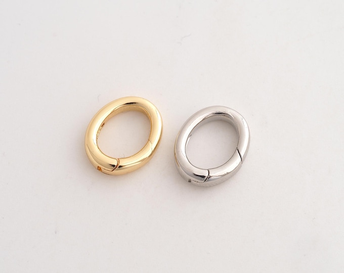 Push Door Clasp, Spring Clasp, 18K Gold Filled Oval Clasp, DIY Jewelry Making Supplies, 13.5x11.4x3.3mm