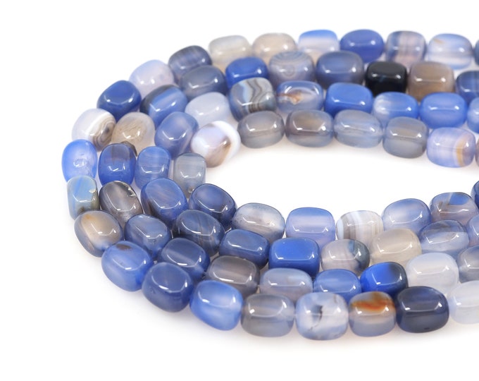Natural Stone Bracelet Necklace Accessories, Blue Apatite Beads, Rectangular Gemstone Chain, DIY Gem Making Accessories, 8x12mm