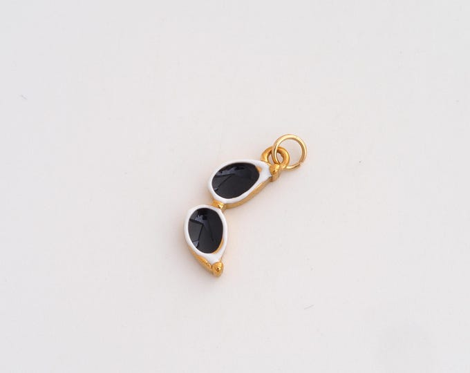 Enamel Sunglasses Charms,Dainty Sunglasses Charm, 18K Gold Filled Sunglasses Pendant,DIY Jewelry Accessories 19x7x2.8mm