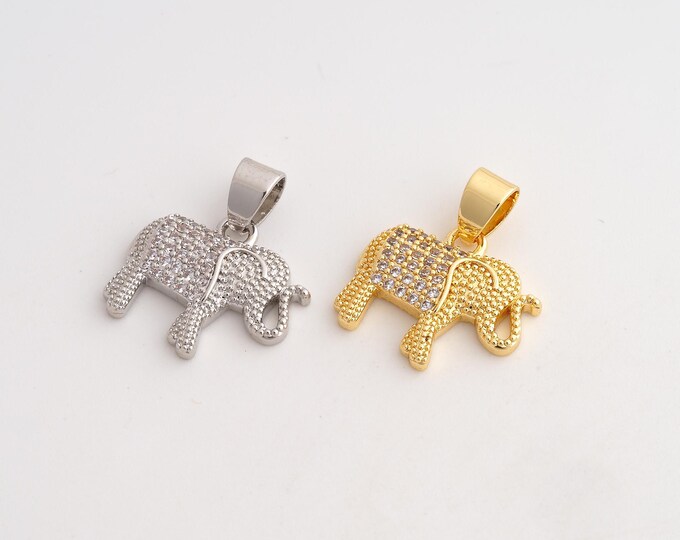 CZ Elephant Pendant,Animal Pendant,18K Gold Filled Elephant Charm,DIY Jewelry Accessories,20x16.5x3.3mm