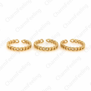 18K Gold Filled Adjustable Cuban Chain Ring, Chain Ring, Minimalist Ring, Personalized Ring, Gift For Her 1PCS