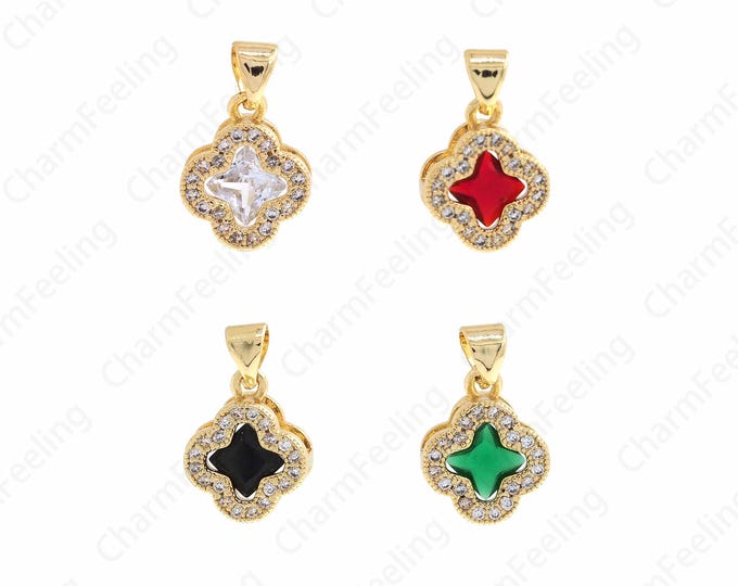 Flower Charm, 18K Gold Filled Plant Charm, Micro Pave CZ Flower Pendant, Beautiful Flower Necklace, DIY Jewelry Supplies, 17.3x11x4.7mm