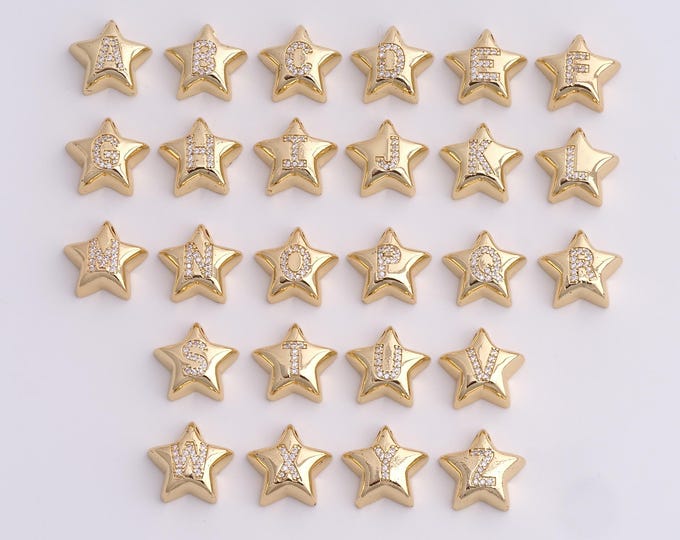 18K Gold Filled Initial Pendant, Micropavé CZ Letter Pendant, Alphabet Charm, DIY Jewelry Accessories, 15.3x16.3x5.6mm