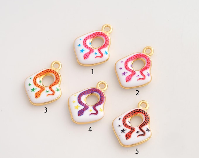 Snake Pendant,Enamel Animal Pendant,18K Gold Filled Snake Charm,DIY Jewelry Accessories,23.3x18x4.2mm