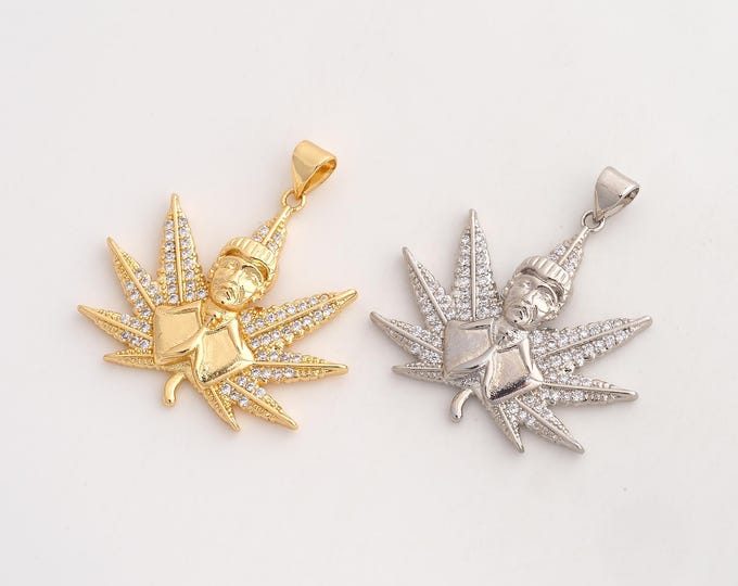 CZ Maple Leaf Pendant,Leaf Pendant,18K Gold Filled Maple Leaf Charm,DIY Jewelry Accessories,33.3x30x4mm
