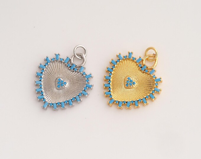 CZ Heart Pendant,Love Pendant,18K Gold Filled Heart Charm,DIY Jewelry Accessories,27x20.4x2.2mm