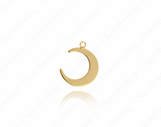 18K Gold Filled Moon Pendant,Moon Necklace,Moon Charm,Crescent Charm,DIY Jewelry Bracelet Necklace Making Supplie 21x16.5x1mm