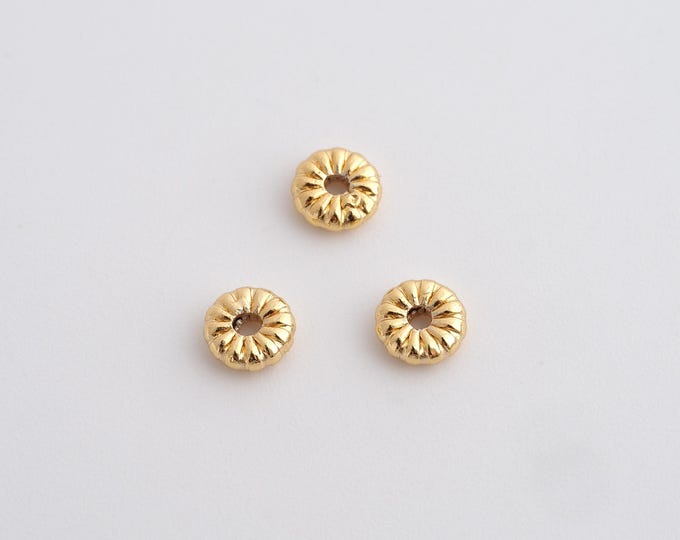 10 pcs Gold Round Spacer Beads, 18K Gold Filled Flat Beads,Dainty Disc Bracelet Necklace Spacer Beads, DIY Jewelry Supplies,4.8x1.7mm