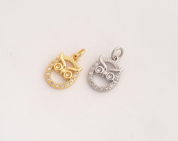 CZ Owl Pendant,Flying Pendant,18K Gold Filled Animal Charm,DIY Jewelry Accessories,18x10.4x2mm