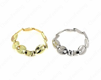 18K Gold Filled Blatt Armband Zierliches Herren Armband, Infinite Heftklammer Armband, Gold Rechteckiges Armband