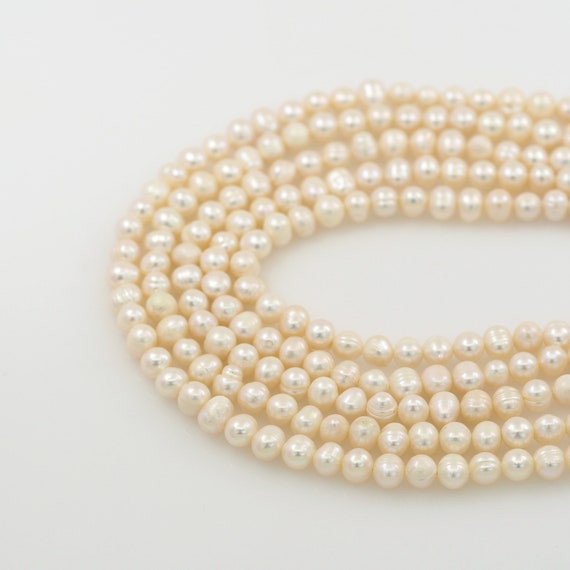 1Str, AAA Pearl, Natural White Pearl Necklace, Real Freshwater Pearl, Pearl  Beads, DIY Pearl Accessories, 6-7mm, Length 35cm