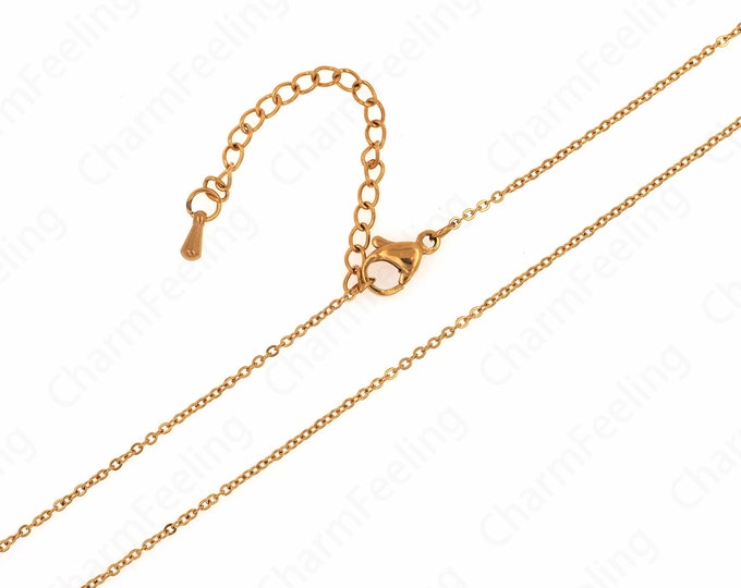 Gold Necklace, Dainty Chain Necklace,  Layered Necklace,Stainless Steel Chain Round Chain,Classic Chain Necklace 37+6cm