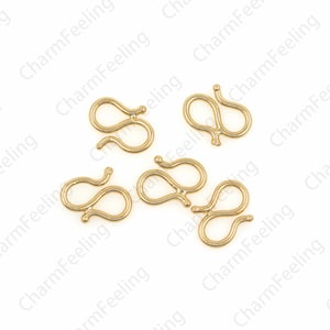 18K gold filled brass S clasp, necklace clasp, bracelet clasp, jewelry clasp, S-shaped hook,DIY jewelry making accessories7.5x8x1mm 1pcs