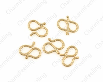 18K gold filled brass S clasp, necklace clasp, bracelet clasp, jewelry clasp, S-shaped hook,DIY jewelry making accessories7.5x8x1mm 1pcs