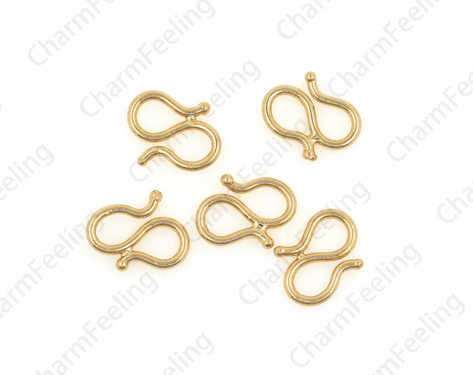 18K gold filled brass S clasp, necklace clasp, bracelet clasp, jewelry clasp, S-shaped hook,DIY jewelry making accessories7.5x8x1mm 1pcs