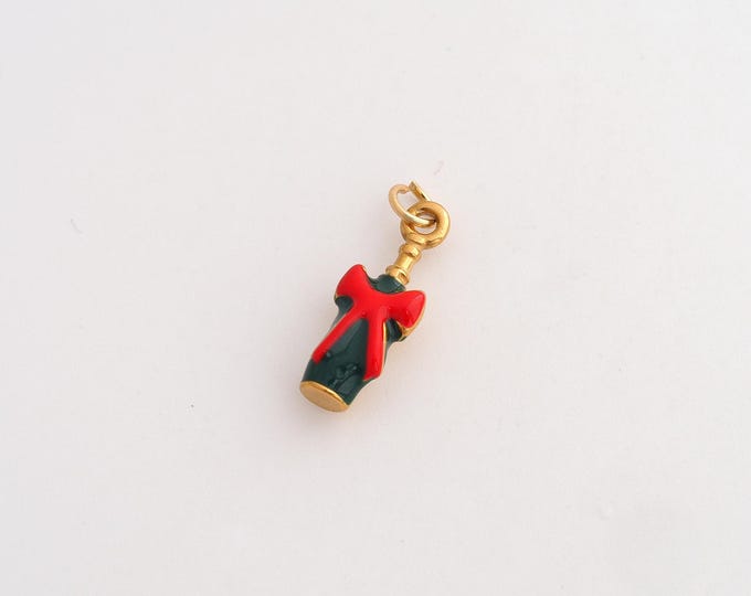 Enamel Champagne Charms,Dainty Wine Charm, 18K Gold Filled Champagne Pendant,DIY Jewelry Accessories 18.7x6.2x4mm