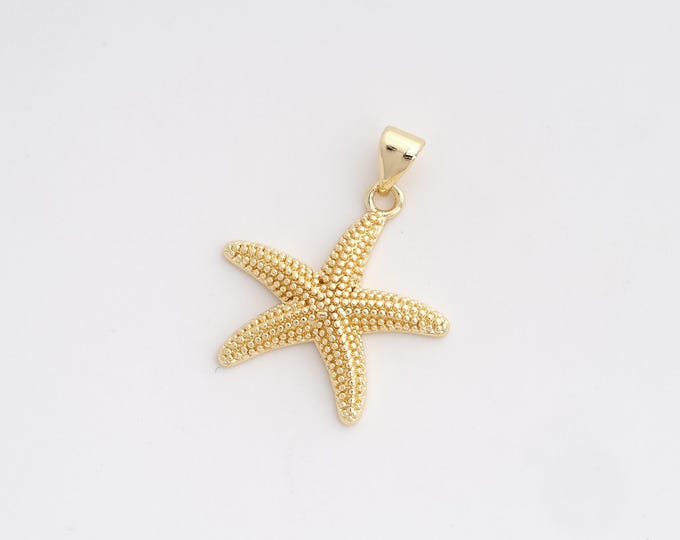Starfish Pendant,Starfish Pendant,18K Gold Filled Starfish Charm,DIY Jewelry Accessories,27.4x22.4x3.3mm