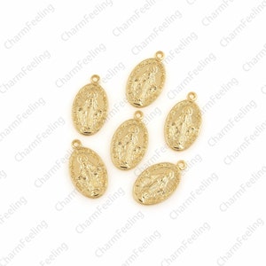 Virgin Mary pendant, miraculous virgin,oval necklace, Saint Mary pendant 19.3x7.9x1.5mm 1pcs