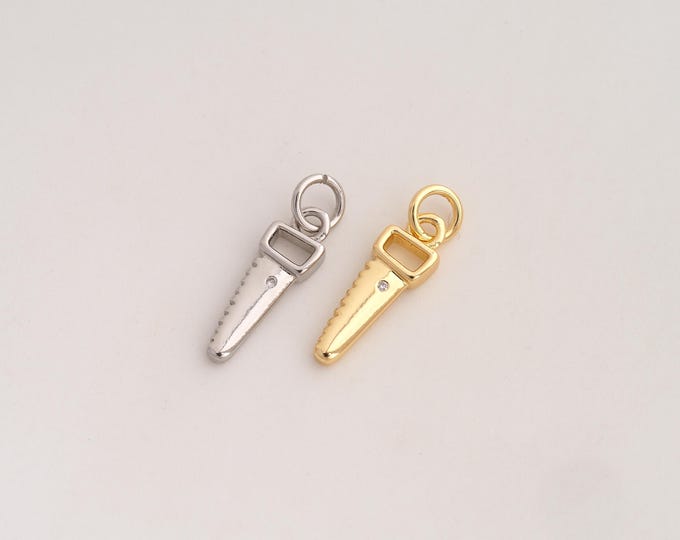 CZ Saw Pendant,Saw Pendant,18K Gold Filled Saw Charm,DIY Jewelry Accessories,19x5x2.5mm