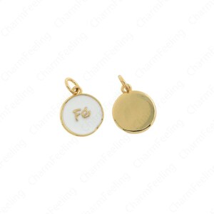 Enamel Charm Round Pendant, Alphabet FE Pendant,18K Gold Filled Alphabet Necklace,DIY Jewelry Supplies,17.5x12x1.5mm