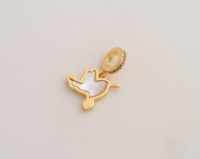 CZ Bird Pendant,Fritillaria Flying Pendant,18K Gold Filled Animal Charm,DIY Jewelry Accessories,23x15.3x2.4mm