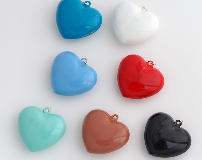 Gold Heart Pendant,Enamel Love Pendant,18K Gold Filled Heart Charm,DIY Jewelry Accessories,42x40.7x17.4mm