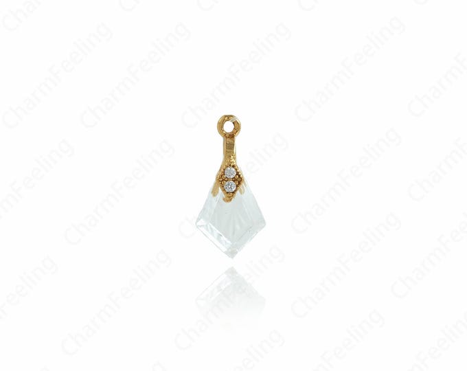 Crystal Pendant,18K Gold Filled Crystal Charms,Square Pendant,Crystal AB Charms,DIY Jewelry Supply,18x7.8x6.5mm