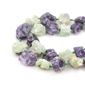 Amethyst Gemstone Beads, Prehnite Chain,Two-Color Primeval Natural Stone,Unfinished Natural Stone,Gem Chain, 25-30mm