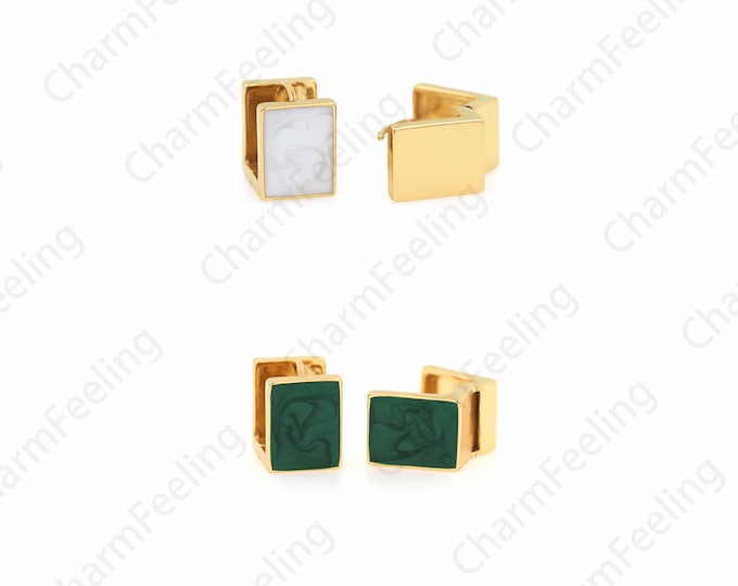 1 Pair,Enamel Earrings,namel Charm, 18K Gold Filled Square Earrings,Geometric Earrings,Earrings,Piano Earrings,12.8x9.2x12mm