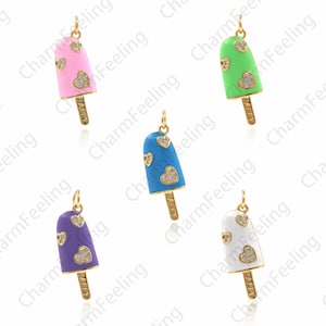 18K Gold Filled Ice Cream Pendant, Ice Cream Necklace, Ice Cream Jewelry, Ice Cream Pendant, Summer Charm, DIY Jewelry Accessories 30x14x3mm