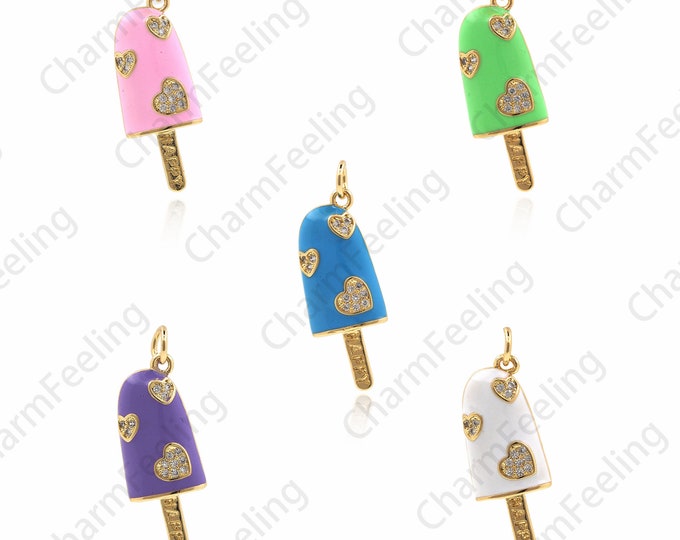 18K Gold Filled Ice Cream Pendant, Ice Cream Necklace, Ice Cream Jewelry, Ice Cream Pendant, Summer Charm, DIY Jewelry Accessories 30x14x3mm