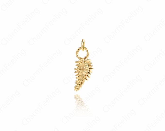 Gold Leaf Charm,18K Gold Filled Gold Plant Pendant, Leaf Pendant, DIY Jewelry Supplies, 17.7x6.4x2.4mm