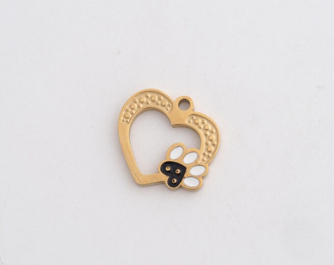 Footprint Charms,Dainty Heart Charm, 18K Gold Filled Footprint Pendant,DIY Jewelry Accessories 14x15x1.3mm