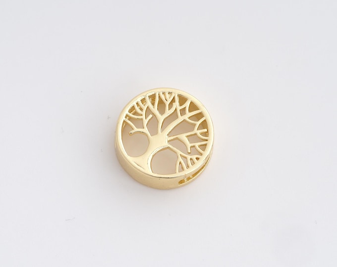 Tree of Life Pendant,Round Pendant,18K Gold Filled Tree Charm,DIY Jewelry Accessories,16x16x5.3mm