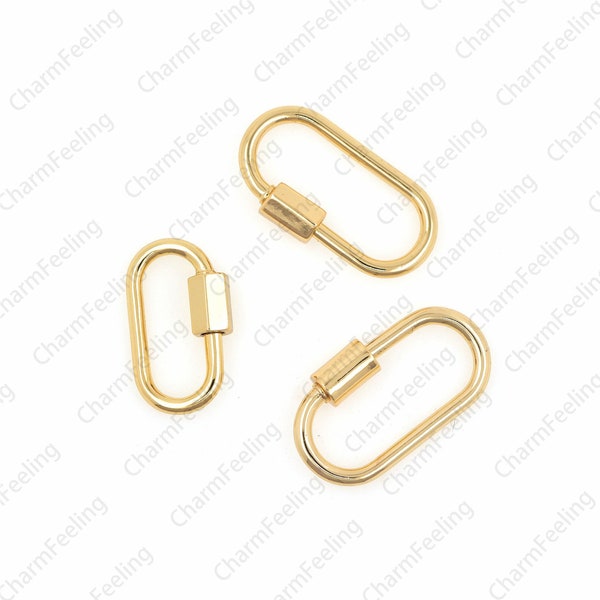 Carabiniere in ottone stringe ovale, chiusura in oro ovale, chiusura di gioielli abbinati, chiusura a vite ovale, chiusura di gioielli, chiusura collana 1pcs