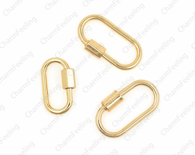 Oval clasp brass carabiner, oval gold clasp, matching jewelry clasp, oval screw clasp, jewelry clasp, necklace clasp 1pcs