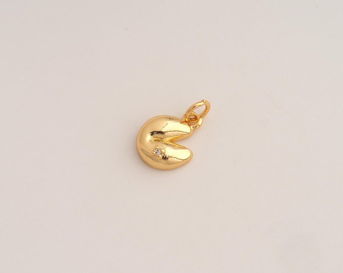 5 pcs CZ Fortune Cookie Pendant,Fortune Cookie Pendant,18K Gold Filled Fortune Cookie Charm,DIY Jewelry Accessories,15x10.2x4mm