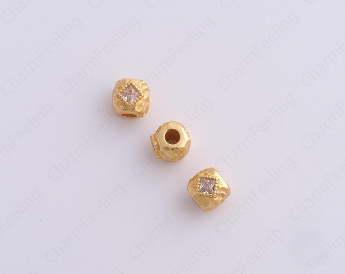 Gold Filled Square Spacer Beads, Brass Square Beads, Metal Beads, Bracelet Beads, DIY Jewelry Making Accessories 5x4.8mm