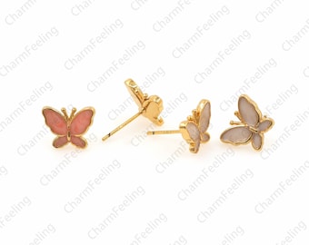 Pink Butterfly push back Studs,Girls Butterfly Earrings,Pale Pink Studs 1pair