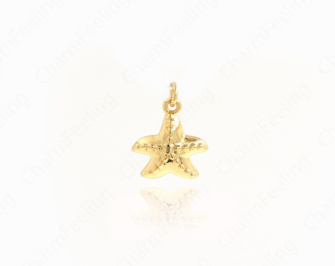 Starfish Pendant, 18K Gold Filled Starfish Necklace,Sea Creature Charm,Starfish Pendant, DIY Jewelry Accessories 15.7x12.3x3.5mm