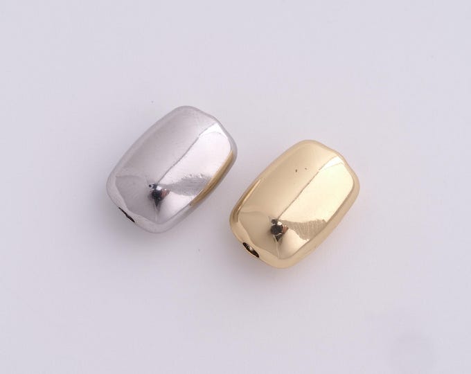 Gold Square Spacer Beads, 18K Gold Filled Flat Beads,Dainty Square Bracelet Necklace Spacer Beads, DIY Jewelry Supplies,14.8x10.3x7mm